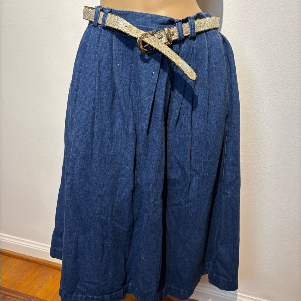 Vintage 80’s Blue Denim Skirt with Belt